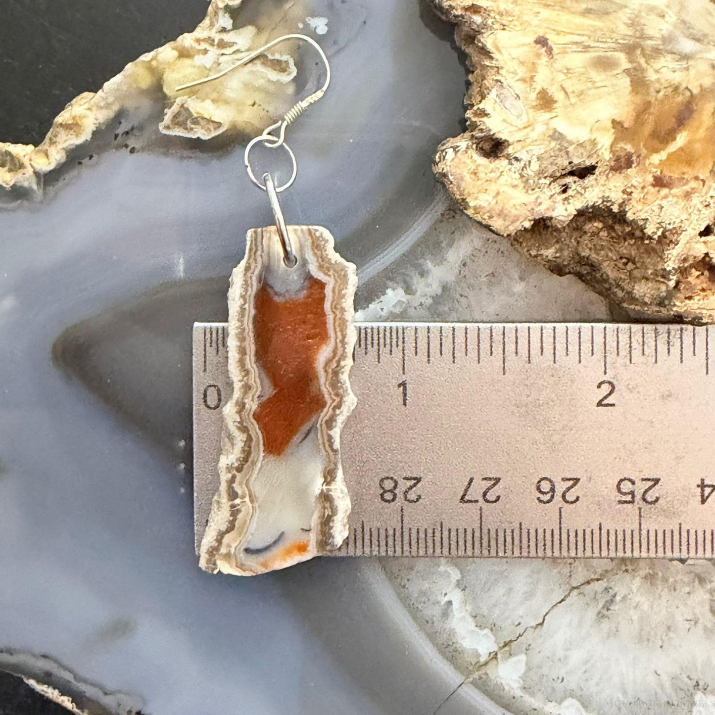 Sterling Silver Agate Slab Dangle Earrings For Women #406