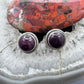 Native American Sterling Silver Round Purple Spiny Oyster Stud Earrings For Women