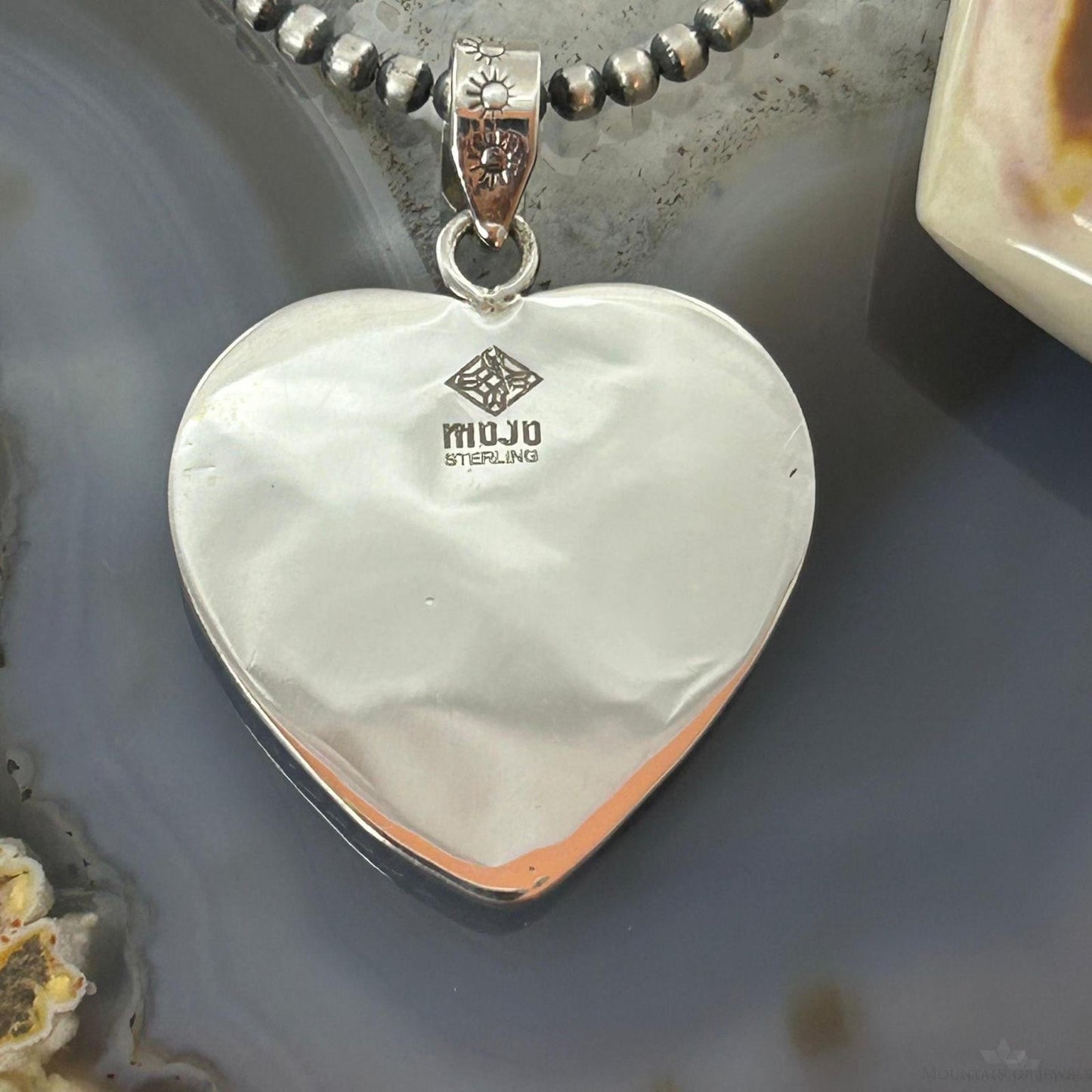 Sterling Silver Southwestern Style Turquoise Spiny Oyster Heart Pendant For Women