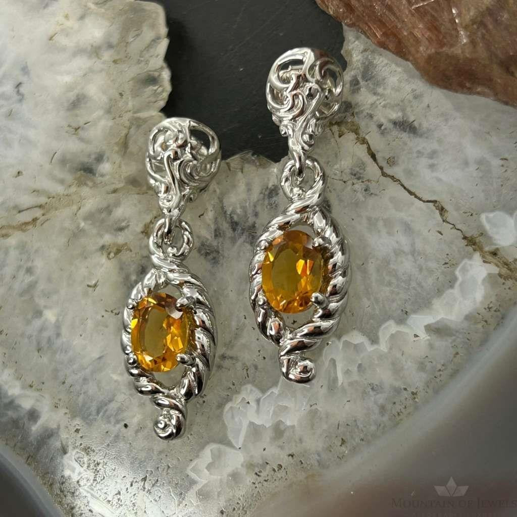 Carolyn Pollack Sterling Silver Faceted Citrine Dangle Earrings For Women