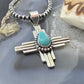 Sterling Silver Southwestern Style Teardrop Turquoise Unisex Zia Pendant