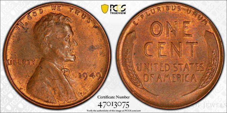 1949 US Penny PCGS MS62BN #3075