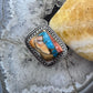 Sterling Silver Southwestern Style Rectangle Composite Spiny Oyster Turquoise Ring 6.75 For Women