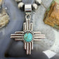 Sterling Silver Southwestern Style Rounded Mohave Turquoise Unisex  Zia Pendant #1