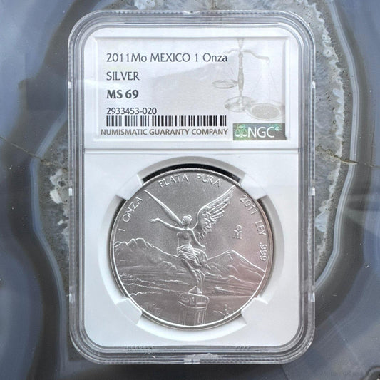 2011 Mexico One Ounce .999 Fine Silver NGC MS69 #020 BEAUTIFUL
