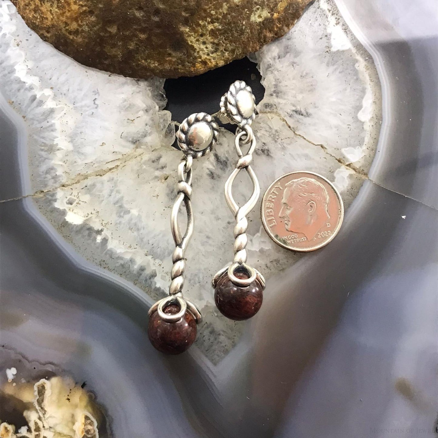 Carolyn Pollack Sterling Silver Round Jasper Bead Dangle Earrings For Women