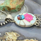 Amy Quandelacy Zuni Sterling Silver Sunface Opal,Turquoise,Coral Decorated Pendant