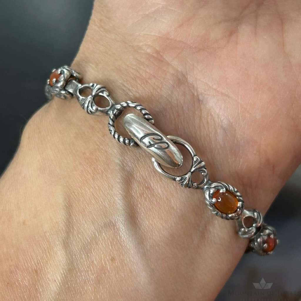 Carolyn Pollack Sterling Silver 7 Oval Carnelian Link Bracelet For Women