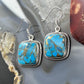 Sterling Silver Southwestern Style Blue Copper Turquoise Dangle Earrings For Women