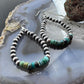 Sterling Silver Southwestern Style Navajo Pearl & Turquoise Bead Hoop Earrings For Women
