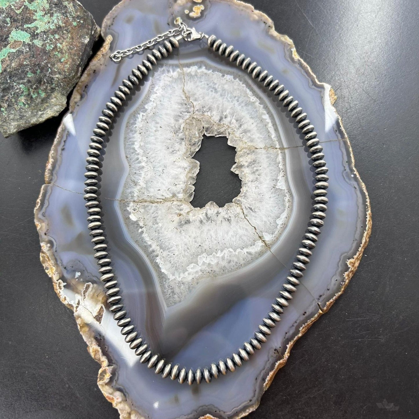 Sterling Silver Southwestern Style 6 mm Saucer Navajo Pearl Beads 16"-18" Necklace For Women