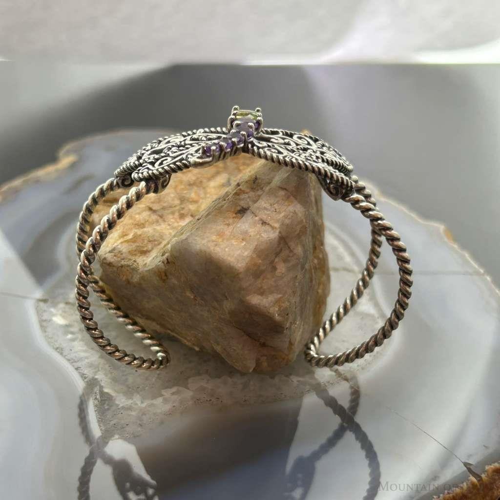 Carolyn Pollack Sterling Silver Peridot & Amethyst Decorated Dragonfly Bracelet For Women