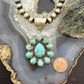 Sterling Silver Southwestern Style Teardrop Royston Turquoise Decorated Cluster Pendant