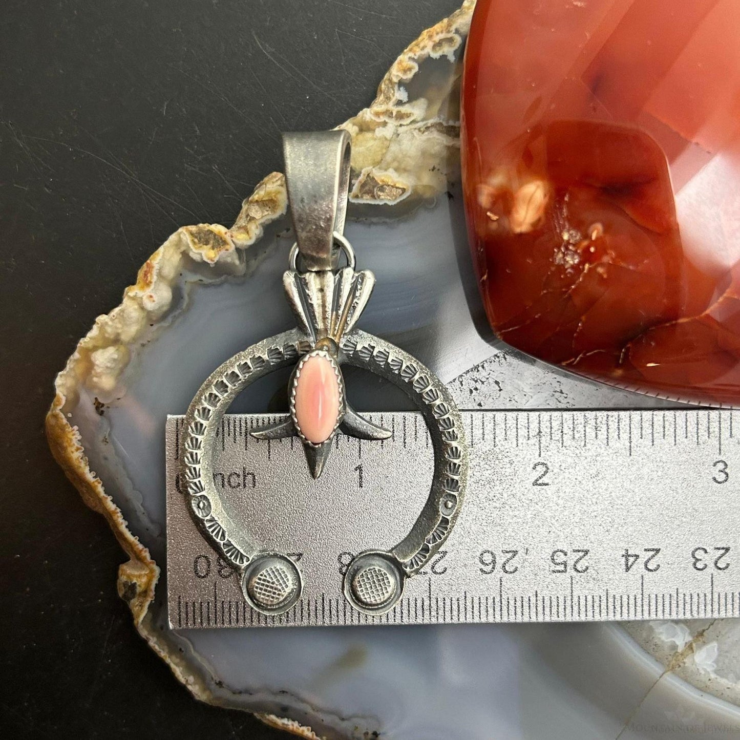 Eva & Linberg Billah Native American Sterling Silver Pink Conch Naja Pendant