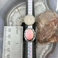 Native American Sterling  Silver Oval Pink Conch Decorated Ring Size 7.25 For Women