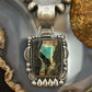 Sterling Silver Southwestern Style Rectangle Blackjack Turquoise Pendant For Women #1