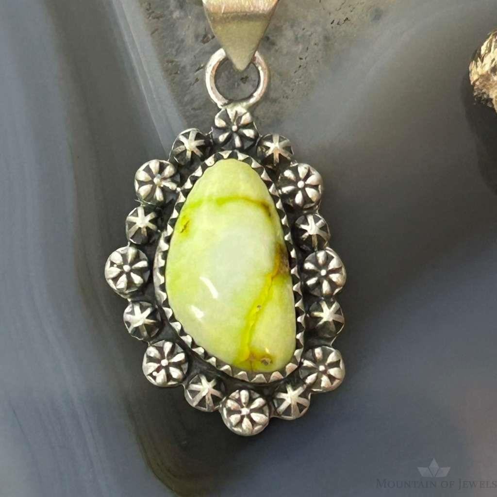 Sterling Silver Southwestern Style Triangular Palomino Decorated Pendant For Women