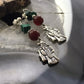 Carolyn Pollack Sterling Silver Malachite & Carnelian Father Christmas Dangle Earrings For Women