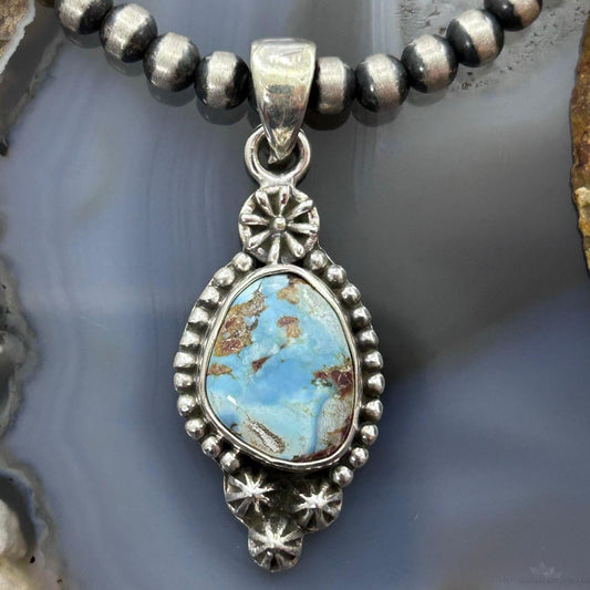 Sterling Silver Southwestern Style Golden Hill Turquoise Decorated Pendant For Women