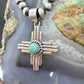 Sterling Silver Southwestern Style Teardrop Mohave Turquoise Unisex Zia Pendant