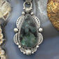 Sterling Silver Southwestern Style Teardrop Emerald Decorated Pendant For Women