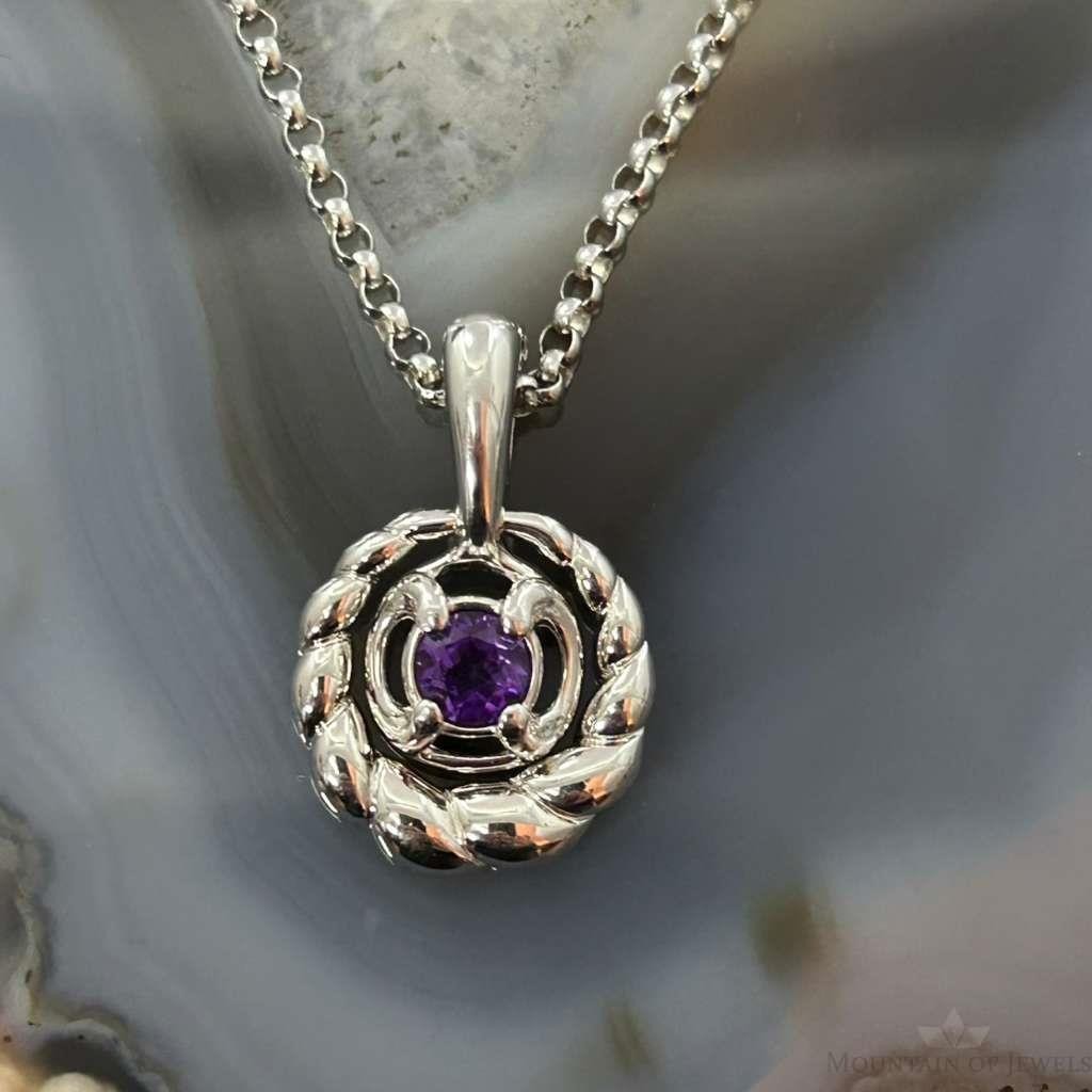 Carolyn Pollack Sterling Silver Rounded Faceted Amethyst 17"-19" Necklace For Women