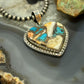 Sterling Silver Southwestern Style Turquoise Spiny Oyster Heart Pendant For Women #3