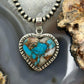 Sterling Southwestern Style Turquoise Spiny Oyster Heart Pendant For Women #1