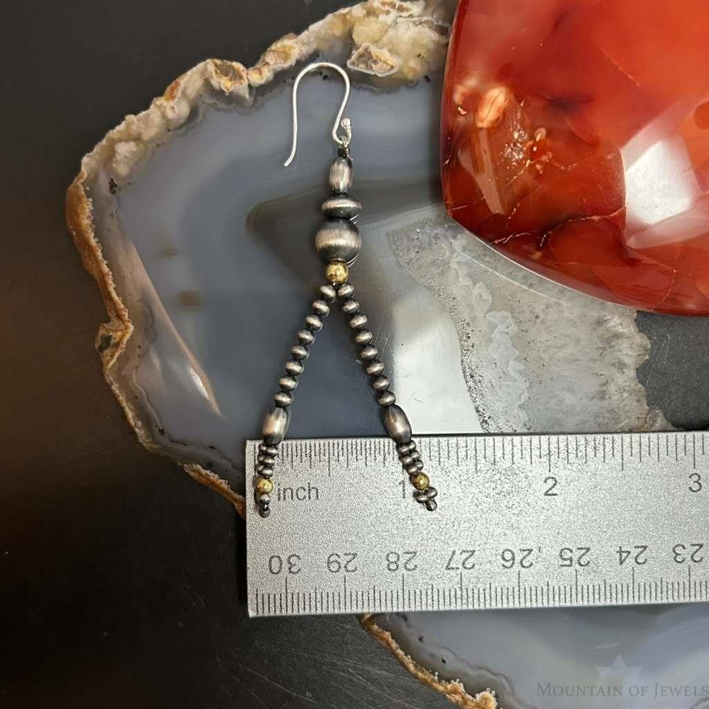 Various Sizes Navajo Pearl Beads Sterling Silver Dangle Earrings For Women