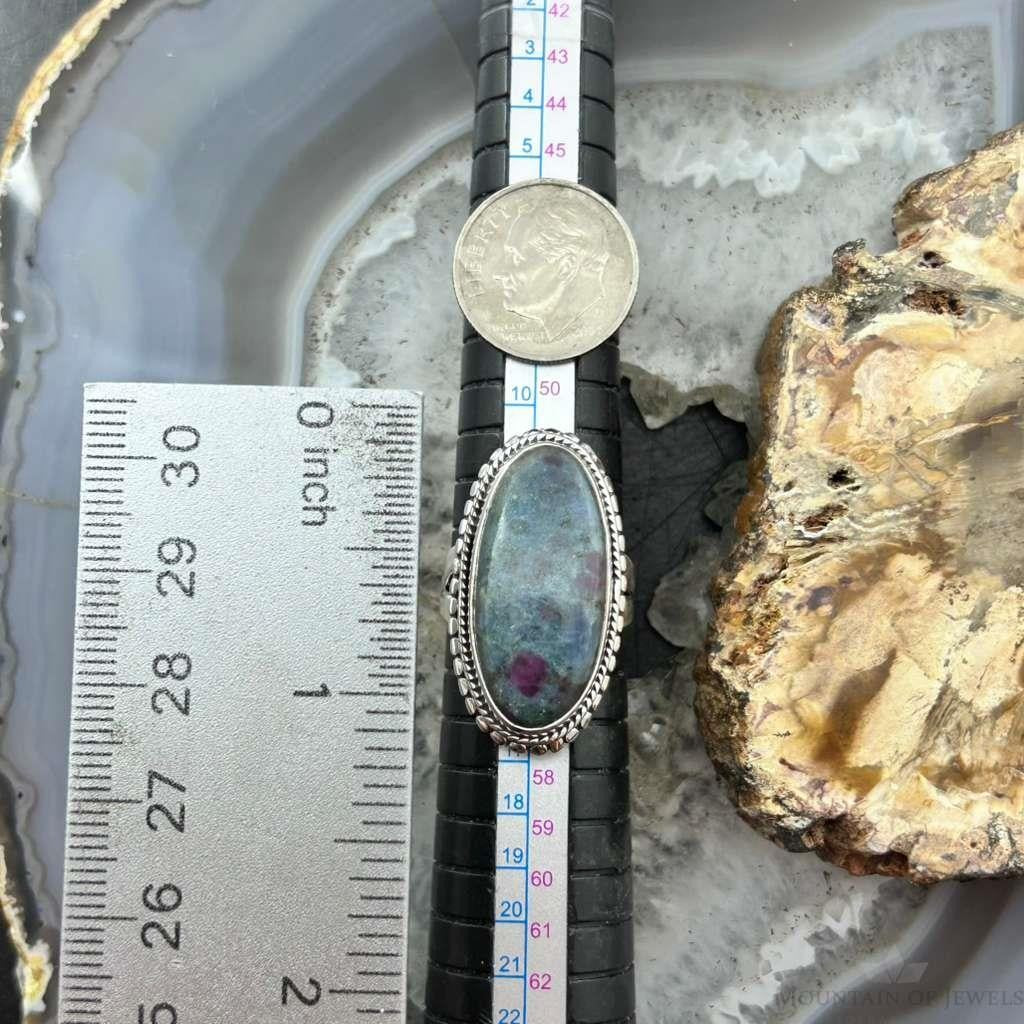 Sterling Silver Southwestern Style Oval Stichtite Ring Size 7 For Women