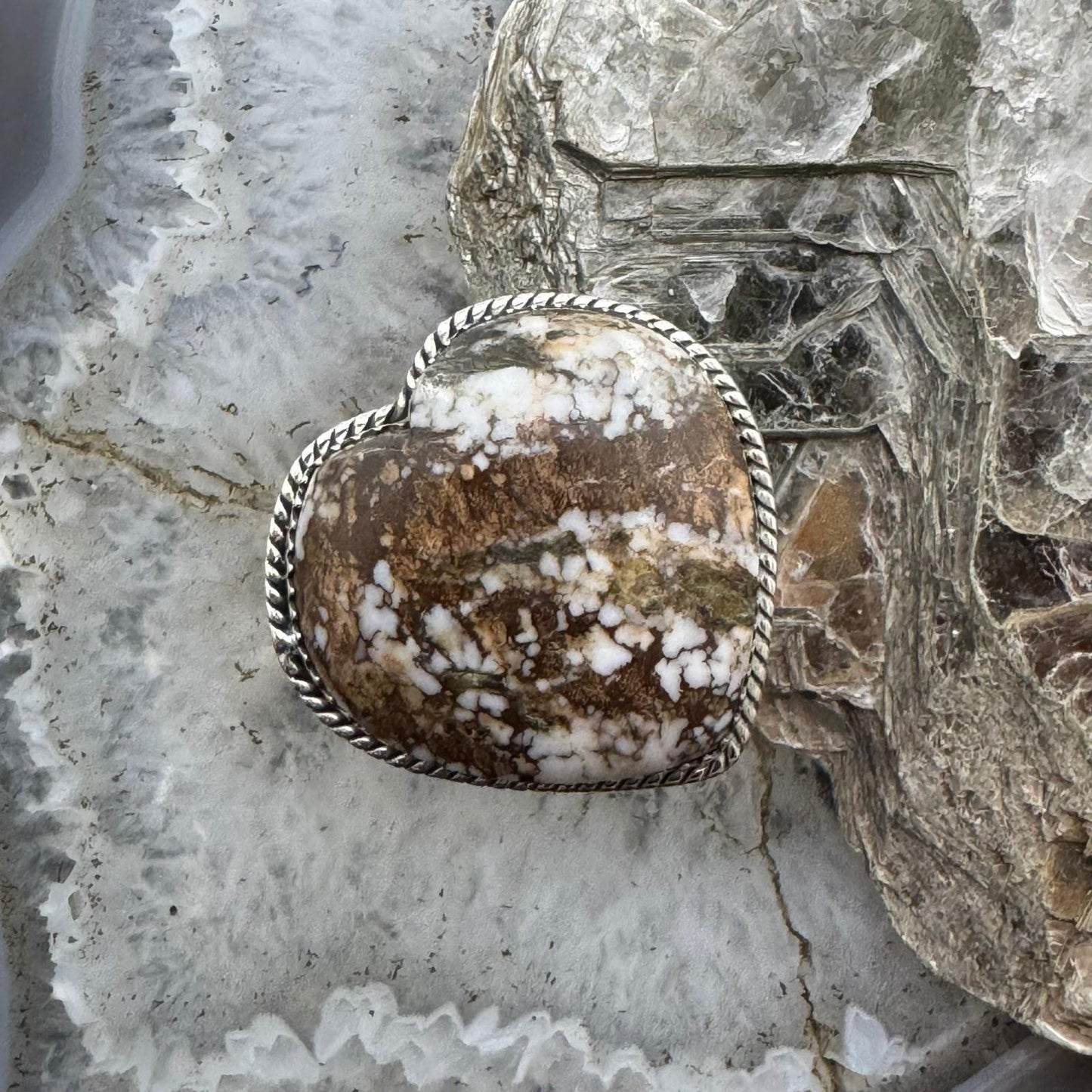 Sterling Silver Southwestern Style Wild Horse Heart Shape Ring Size 8 For Women