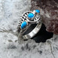 Carolyn Pollack Sterling Silver 3 Sleeping Beauty Turquoise Decorated Ring Size 8 For Women