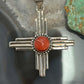 Sterling Silver Southwestern Style Rounded Spiny Oyster Unisex Zia Pendant