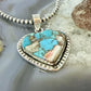 Sterling Silver Southwestern Style Mohave Turquoise Dahlia Heart Pendant For Women
