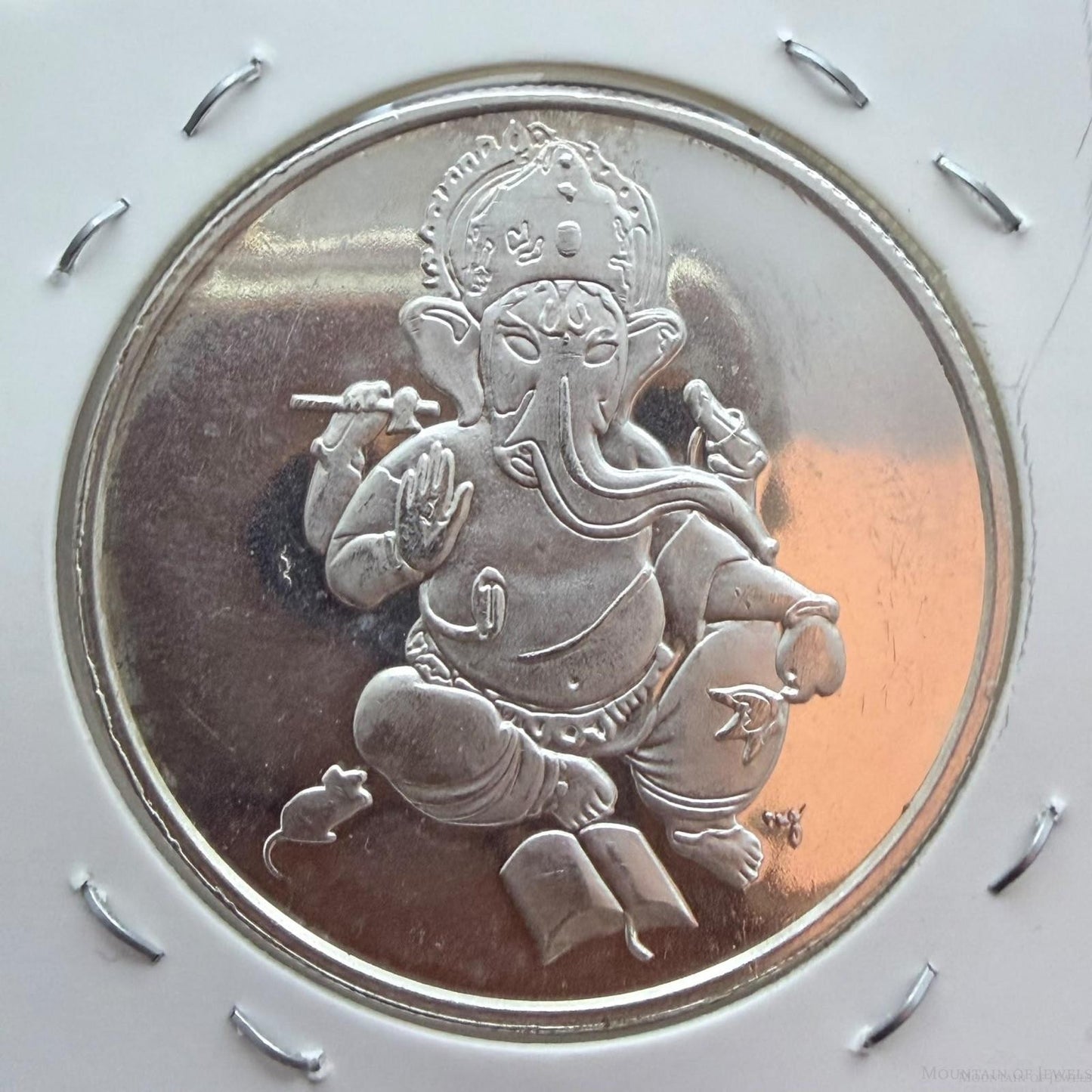 1.0 Troy Ounce of .999 Pure Silver Round of Om & Lord Ganesh #612226-1LX