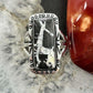 Native American Sterling Silver Rectangle White Buffalo Bar Ring Size 7.5 For Women