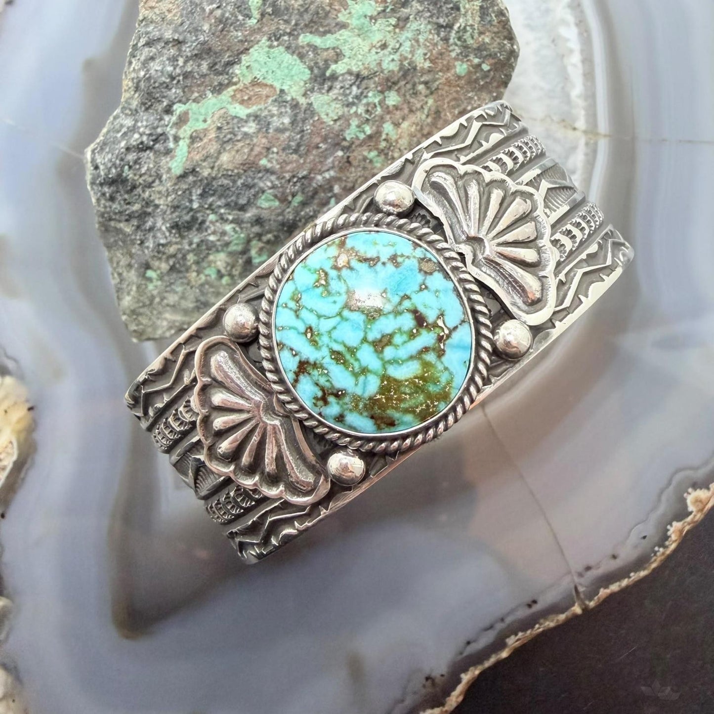 Sunshine Reeves Sterling Silver Native American High Grade Kingman Turquise Unisex Cuff