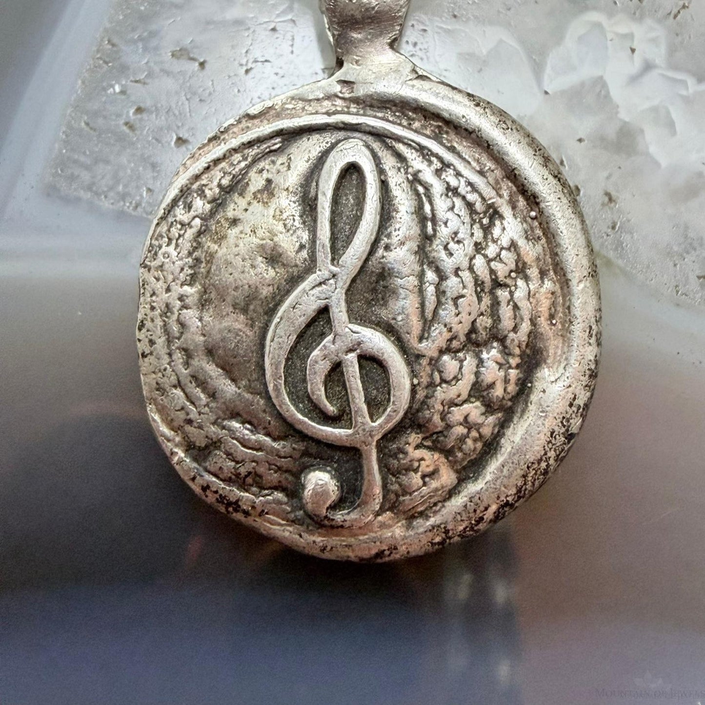 Vintage Sterling Silver Treble Clef Unisex Pendant