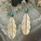 Anthony Gatewood Sterling Silver & Turquoise Spiral Feather Dangle Earrings For Women