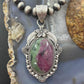 Sterling Silver Southwestern Style Oval Ruby Zoisite Pendant For Women