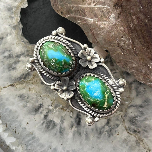 Sterling Silver Southwestern Style 2 Sonora Gold Turquoise Adjustable Ring For Women #4
