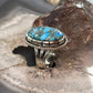 Sterling Silver Southwestern Style Oval Blue Copper Turquoise Ring Size 8.5 For Women