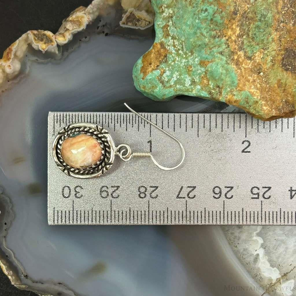 Sterling Silver Southwestern Style Spiny Oyster Dangle Earrings For Women