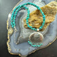 Carolyn Pollack Sterling Silver Natural Turquoise Beads w/Stamped Pendant Necklace For Women