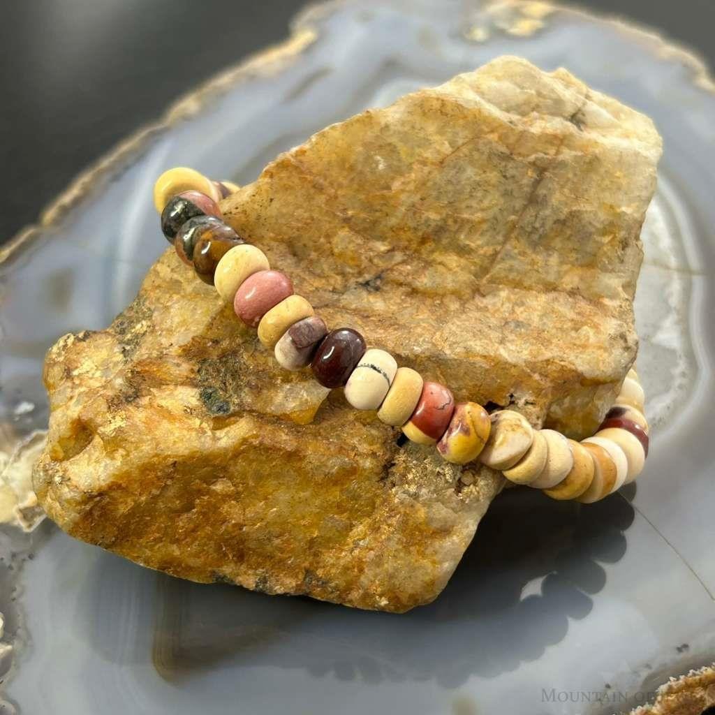 Sterling Silver Mokaite Jasper Beads 8" Bracelet For Women