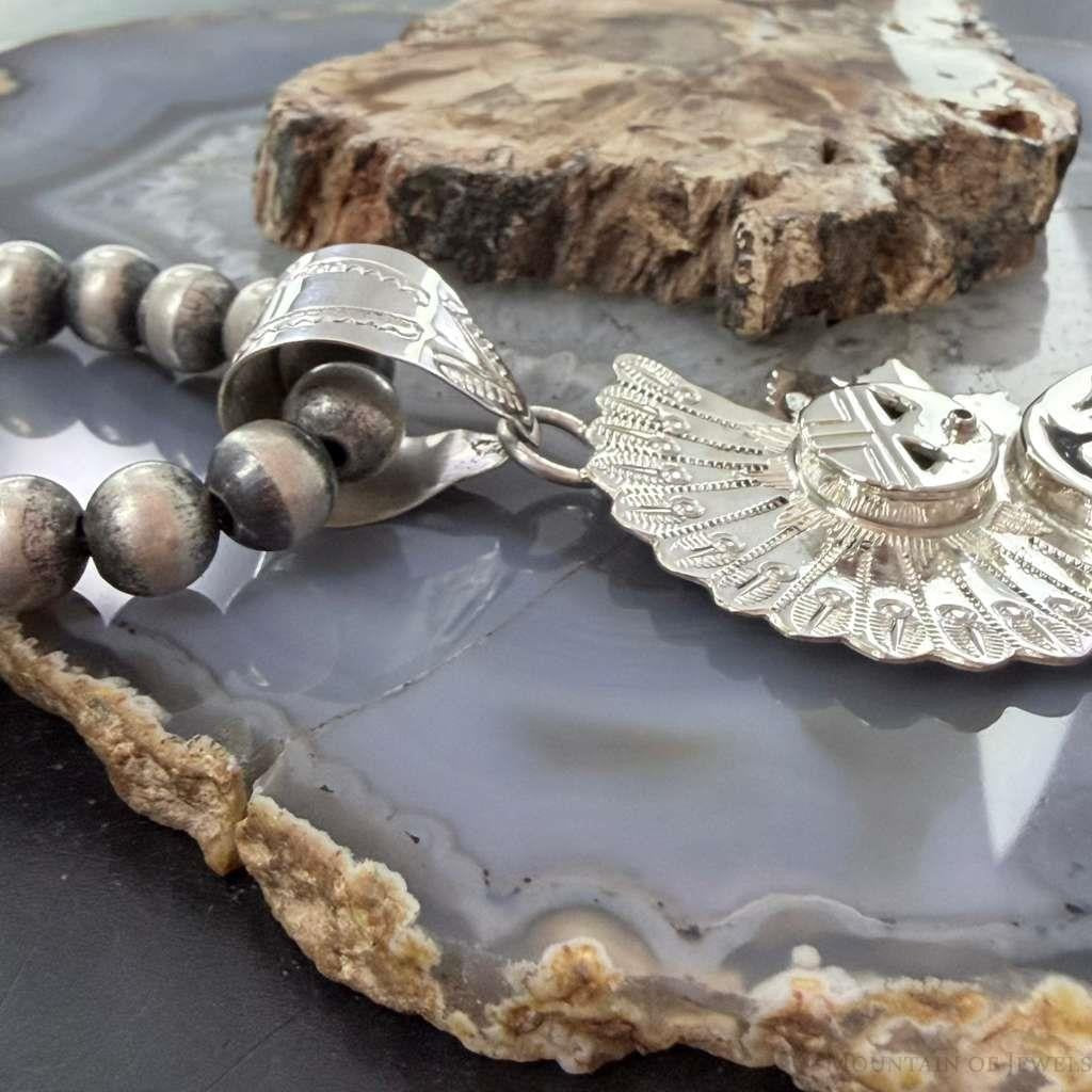 Alonzo Mariano Native American Sterling Silver Turquoise Kokopelli Kachina Unisex Pendant