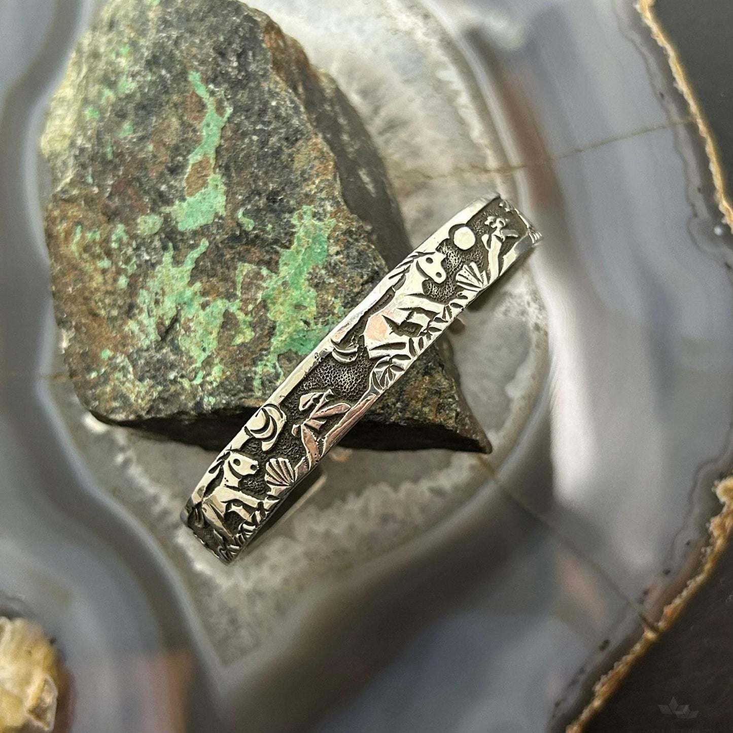 Lloyd Becenti Native American Sterling Silver Horses in The Wild Storyteller Bracelet#1
