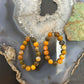 Sterling Silver Rounded Yellow Jasper Beads Hoop Dangle Earrings For Women