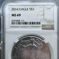 2014 US American Silver Eagle .999 Fine Silver NGC MS69 #6076808-121