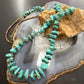 Vintage Native American Chunky Turquoise & Heishi Shell 28" Necklace For Women